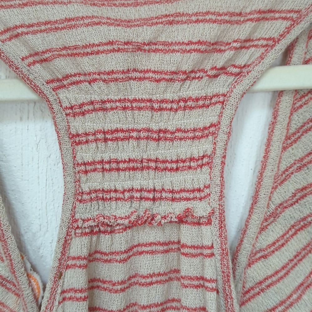 Free People Women's Beige/Red Striped Surplice Tank Top Stripes NWT Size S - Picture 6 of 7